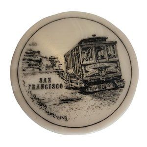 San Francisco Cream & Black Round Streetcar Souvenir Magnet